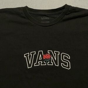Vans Black T-Shirt with Rose Patch Logo